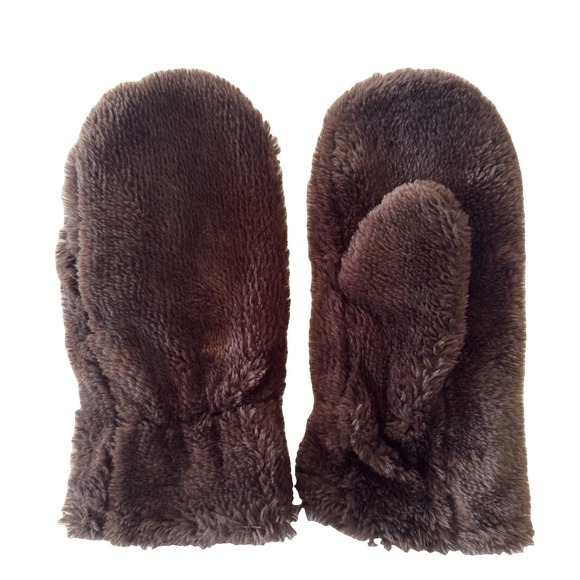Accessories - Faux Fur Thick Plush Lined Winter Mittens Cold Weather Gloves Chocolate Brown